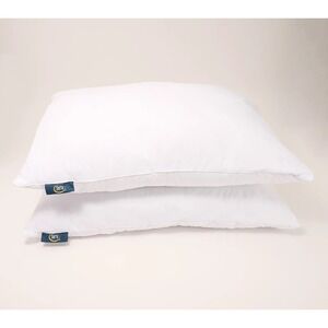 Serta Set of 2 Quilted Natural Fill Microfiber Bed Pillows King White 20" x 36"